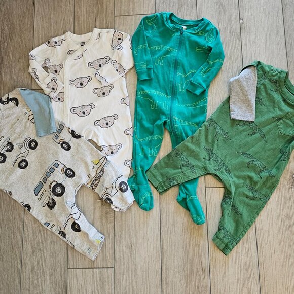 Tea Collection - Layered Sleeve Baby Romper - Sleepers - 3-6 month -  Set of 4 - Picture 9 of 9